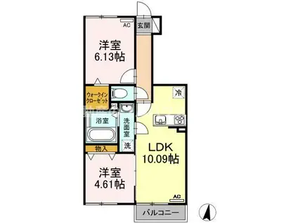 オアシス東豊 C棟(2LDK/1階)の間取り写真