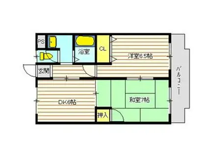 マンションサエイ(2DK/1階)の間取り写真