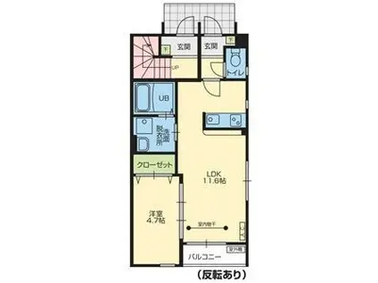 LUCENT 浪江(1LDK/1階)の間取り写真