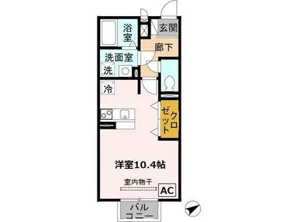 メゾンドアヴニール星ヶ丘(ワンルーム/2階)の間取り写真