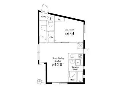 LA PERLA IKEJIRIーOHASHI(1LDK/2階)の間取り写真