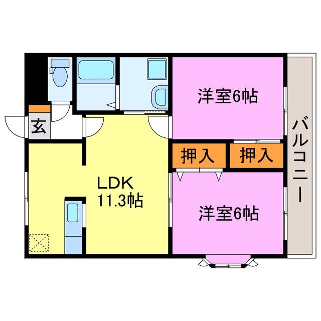 PREVAIL VAN(2LDK/3階)の間取り写真