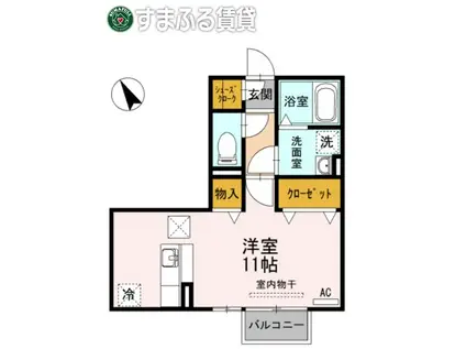 エスペランサ A棟(ワンルーム/2階)の間取り写真