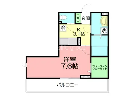 フレシア鵠沼海岸(1K/3階)の間取り写真