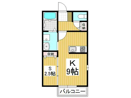 ウィズハイムソレイユ(1SK/1階)の間取り写真