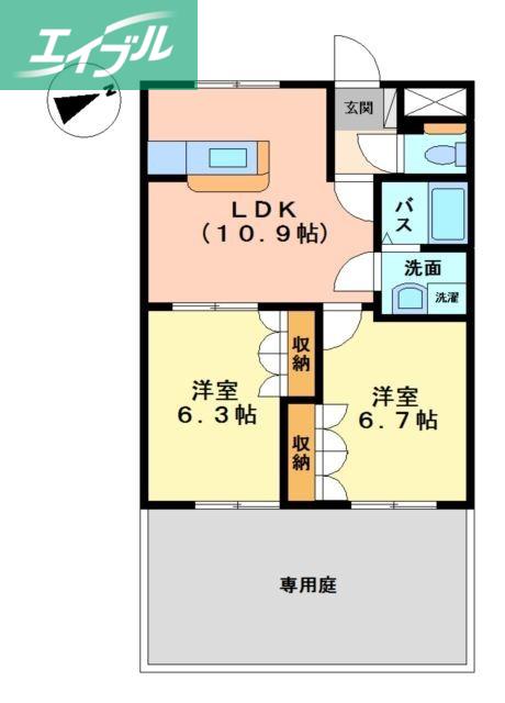 ブルトゥム(2LDK/1階)の間取り写真