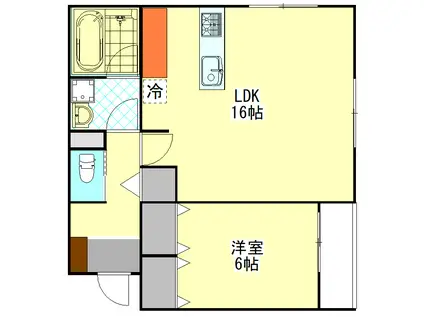 チューリップツリーハウスII(1LDK/2階)の間取り写真