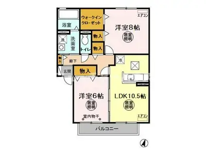 パークフラッツB(2LDK/1階)の間取り写真