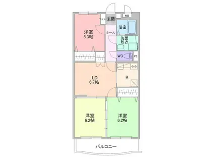 ファイン石上(3LDK/1階)の間取り写真