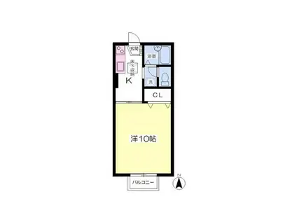 セジュールFX(1K/1階)の間取り写真