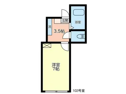 ユナイトメゾン・ド・ルミエール(1K/1階)の間取り写真