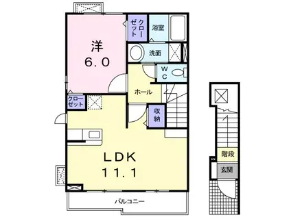 カーサ リエート(1LDK/2階)の間取り写真