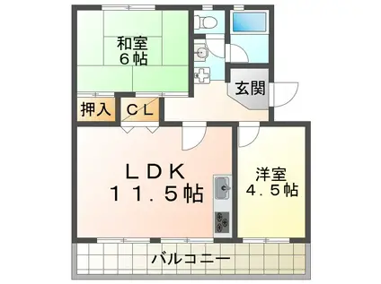 新多聞第2102号棟(2LDK/5階)の間取り写真