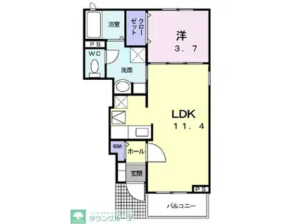 プロムナ-ド・ヴィオラ(1LDK/1階)の間取り写真