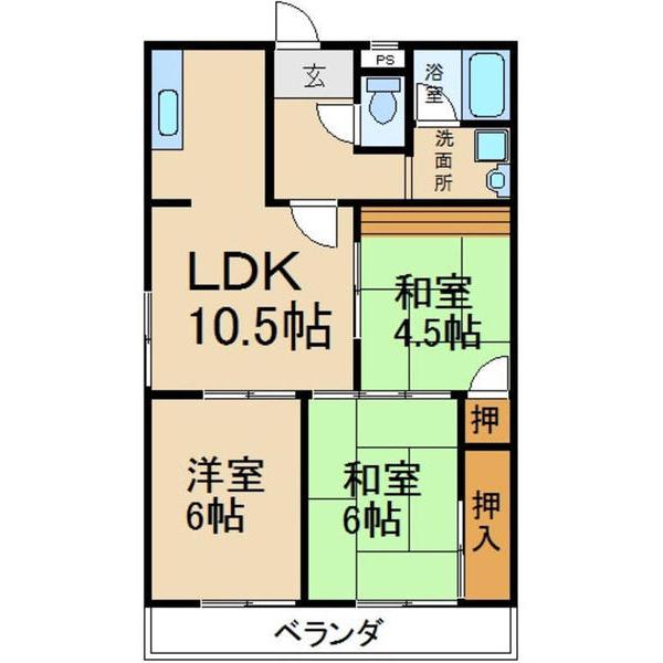 ハイツコスモス(3LDK/2階)の間取り写真