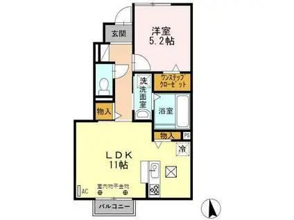 クレセントIII(1LDK/1階)の間取り写真