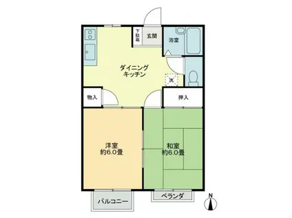 フォブール森A(2DK/2階)の間取り写真