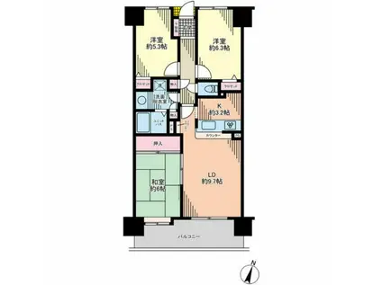 ローヤルシティ 白岡(3LDK/11階)の間取り写真