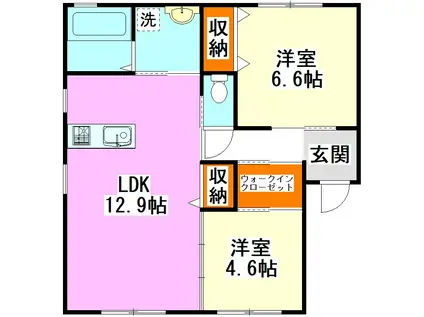 メゾン ド ボヌール(2LDK/1階)の間取り写真