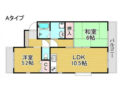 ボナール島田(2LDK/2階)の間取り写真