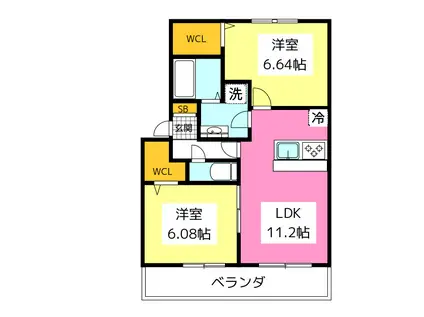 DAIWAHOUSEセキュリティプレシボヌール弥永(2LDK/2階)の間取り写真