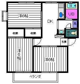 サンビレッジ静岡 D(3DK/2階)の間取り写真