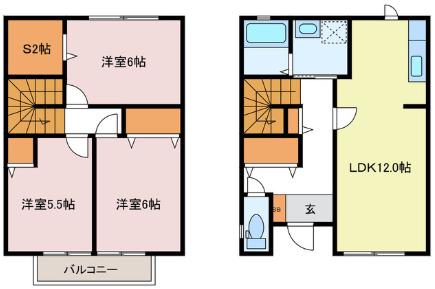 前田メゾネット(3SLDK/1階)の間取り写真