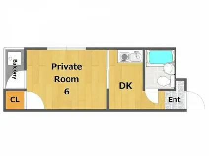 ロイヤルコート東園田(1DK/2階)の間取り写真