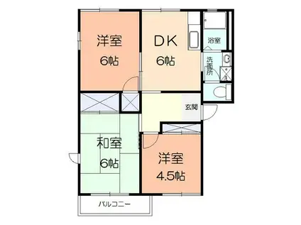 鈴木ハイツB(3DK/2階)の間取り写真