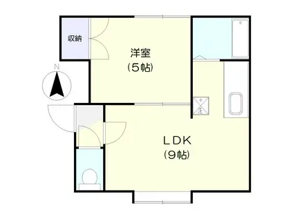 ゴールデンハイム中島公園(1LDK/2階)の間取り写真