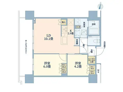 THE YOKOHAMA FRONT TOWER(2LDK/13階)の間取り写真