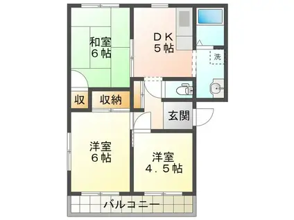 コーポウイング(3DK/2階)の間取り写真