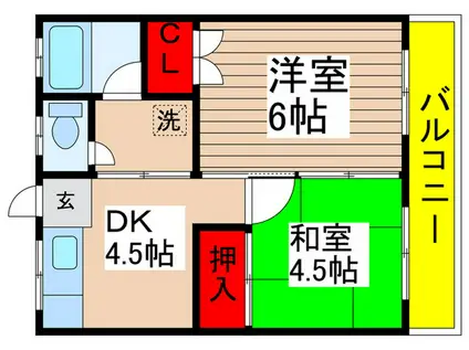 勝田台ハイツ(2DK/2階)の間取り写真