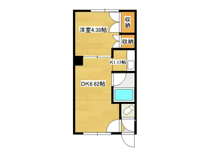 本町コーポ(1DK/2階)の間取り写真