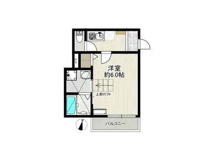 グランディオ横浜南(1K/2階)の間取り写真