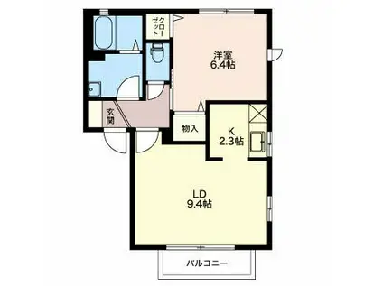 トゥナ・コートB(1LDK/1階)の間取り写真