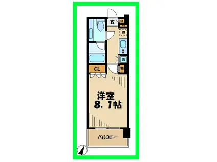 リージア新百合ケ丘(1K/8階)の間取り写真