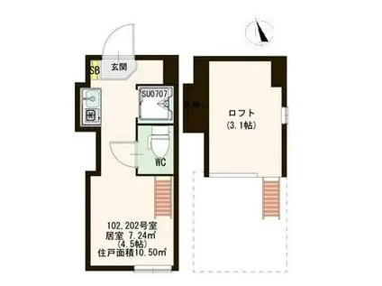 MARVELOUS COURT 椎名町(ワンルーム/1階)の間取り写真