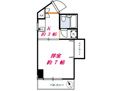 洗足池パインマンション(1K/1階)の間取り写真