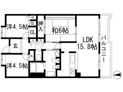 アルビス伊丹千僧11号棟(3LDK/3階)の間取り写真