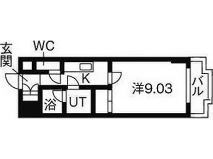 パレミレニアム(ワンルーム/2階)の間取り写真
