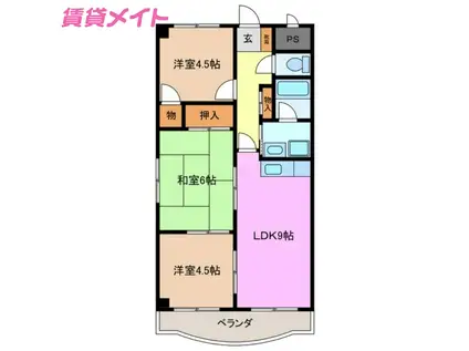 大木マンションA(3DK/2階)の間取り写真