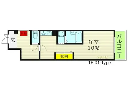 シャルル中宮(ワンルーム/1階)の間取り写真