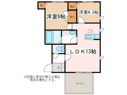 ETERNAL A棟(2LDK/1階)の間取り写真