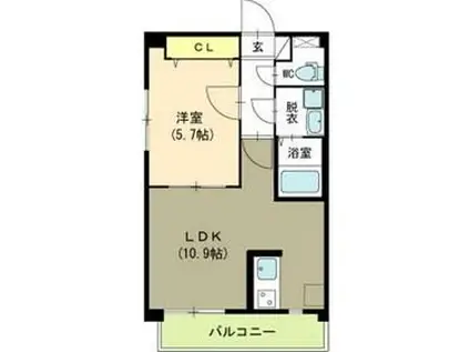 レンテ美咲(1LDK/5階)の間取り写真