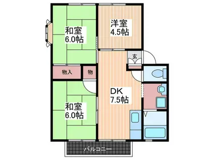 サンビレッジ宮島G(3DK/2階)の間取り写真
