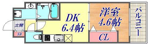アルデール兵庫(1DK/2階)の間取り写真