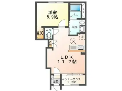 エバーガーデン(1LDK/1階)の間取り写真