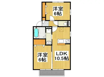 エスパース・リベルテ(2LDK/2階)の間取り写真