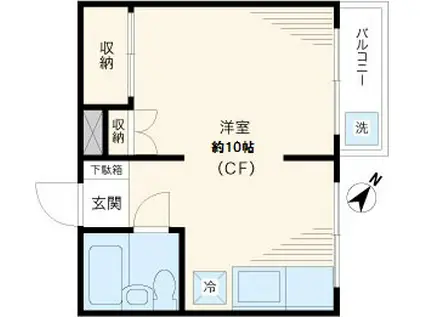 保田ビル(ワンルーム/2階)の間取り写真